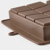 Форма для дубайского шоколада Доляна &laquo;Квадраты, пирамиды&raquo;, 2 плитки, 21&times;19&times;2.5 см, силикон, коричневая