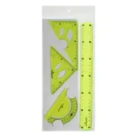 Набор геометрический Calligrata, силиконовый, гибкий, 4 предмета (линейка 30 см, 2 угольника, транспортир), МИКС