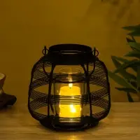 Подсвечник фонарь со стеклянной колбой, 19×19×18 см, d=9 см, металл, чёрный