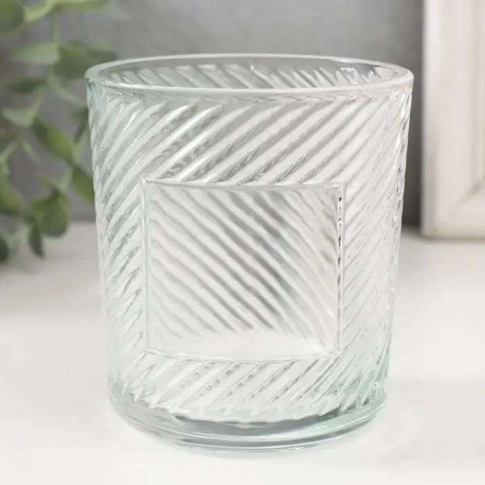 Стакан для свечей стеклянный &laquo;Наклонные линии&raquo; 350 мл 8.5&times;8.5&times;10 см