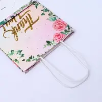 Пакет крафт с тиснением, белый "Thank you" 15 х 8 х 21 см