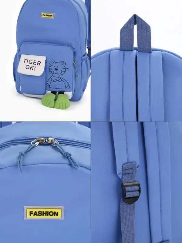 Рюкзак школьный на молнии, с карманами, с принтом, размер 30&times;12.5&times;44 см, синий