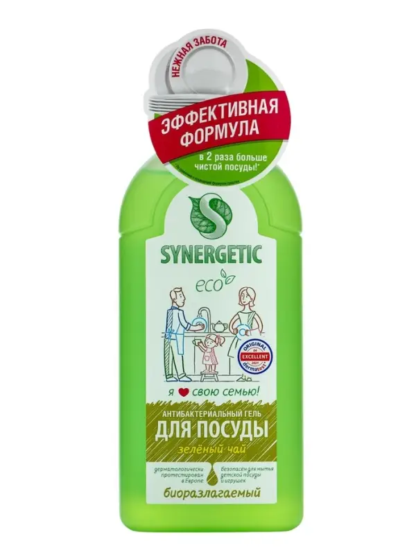 Гель для мытья посуды Synergetic «Зеленый чай», 500 мл