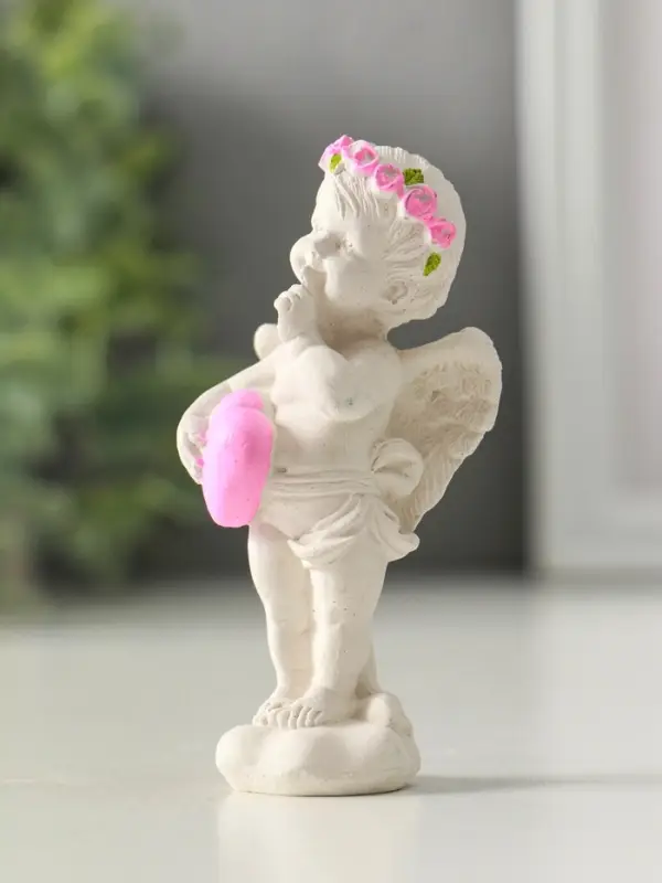 Фигура Фигура "Ангел с сердцем стоит" 8см, белый