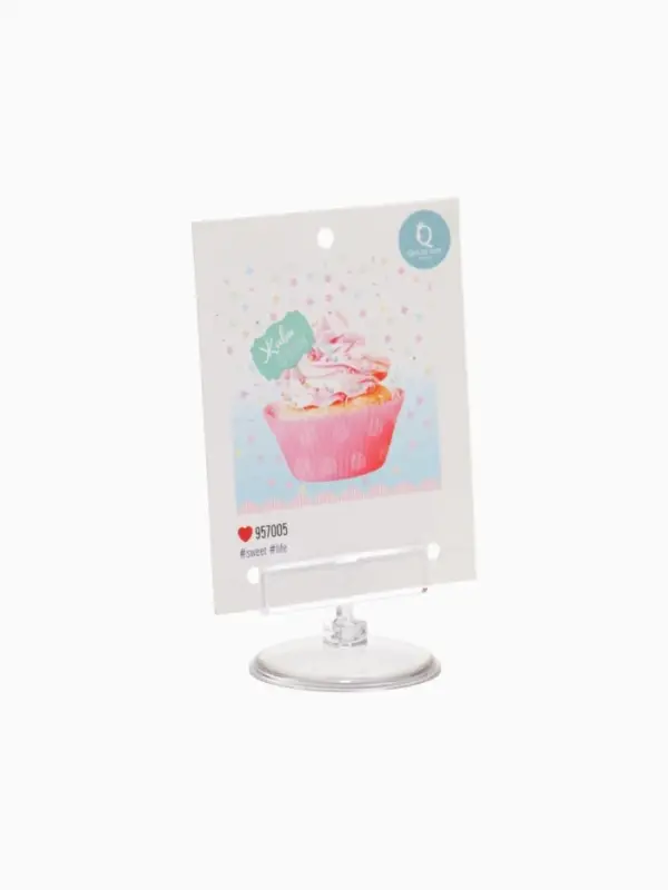 Ценникодержатель на круглой подставке, пластик, 5&times;5&times;2.9 см, прозрачный