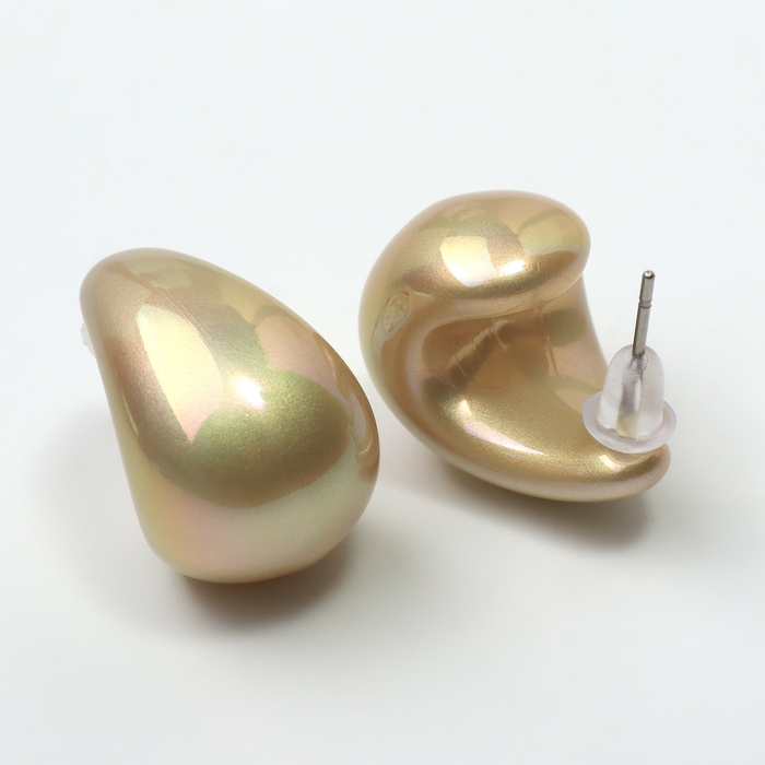 Серьги пластик «Капля» гладкие мини, цвет бежевый Серьги пластик «Капля» гладкие мини, цвет бежевый