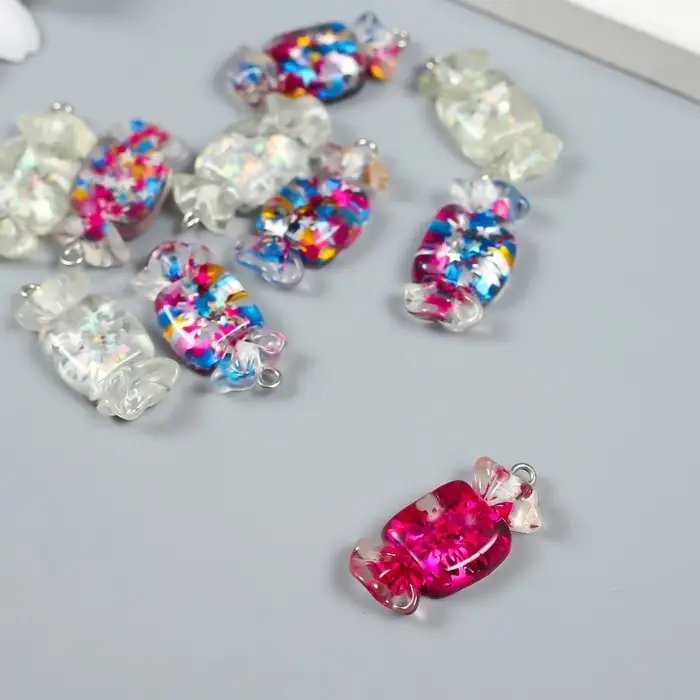 Декор для творчества пластик "Звёздная конфетка с петелькой" МИКС 0,4х1,3х2,8 см