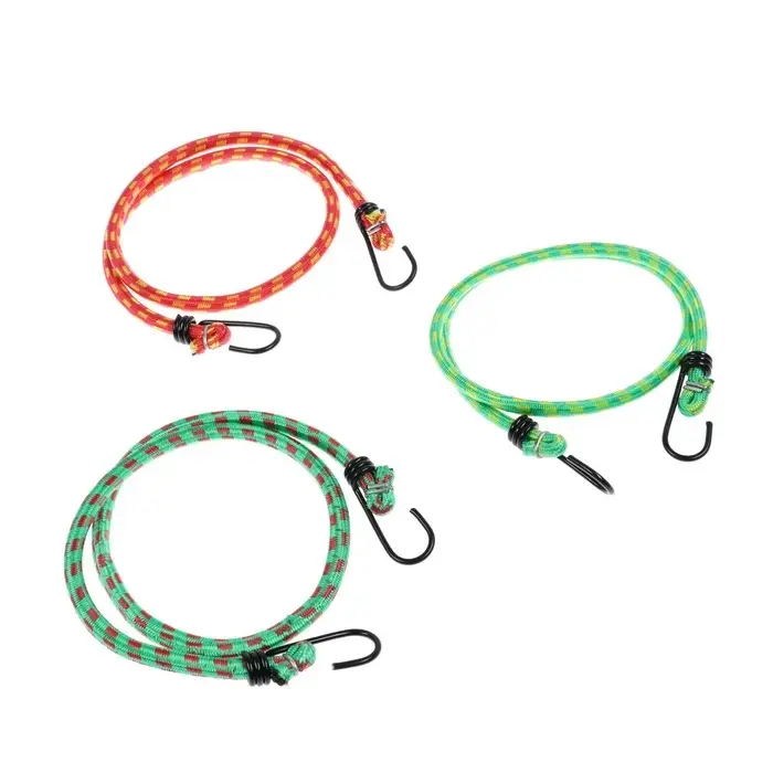 Резинка для крепления багажа TORSO, 80 см, d=8 мм, металлические крючки, МИКС, набор 3 шт.