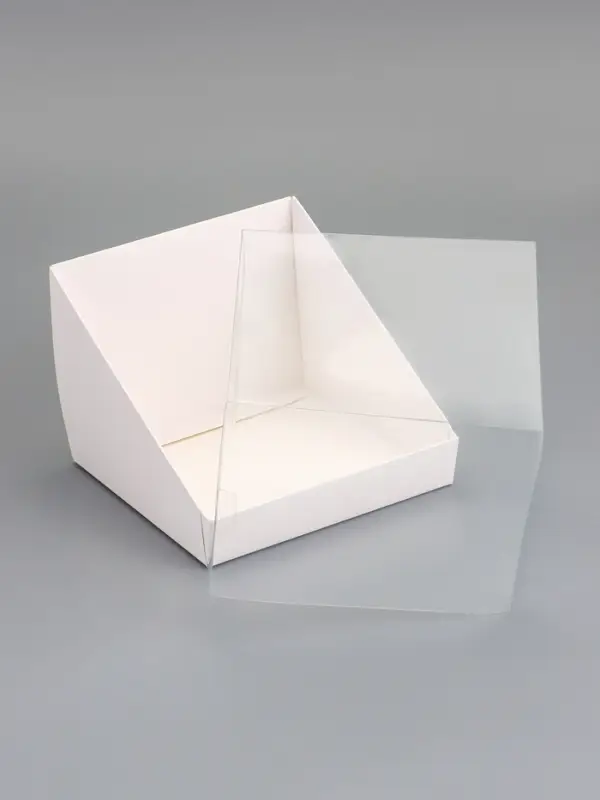 Коробка под бенто-торт, белая, с прозрачной крышкой, 16&times;16&times;12.5 см