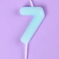 Свеча в торт «Цифра 7», светящаяся голубая, 9 см