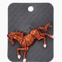 Брошь "Лошадь", конь степной, цвет коричневый в золоте