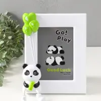 Фоторамка пластик 13х18 см "Пандочка с бамбуком" белый, вертикаль 3,5х19х24,5 см