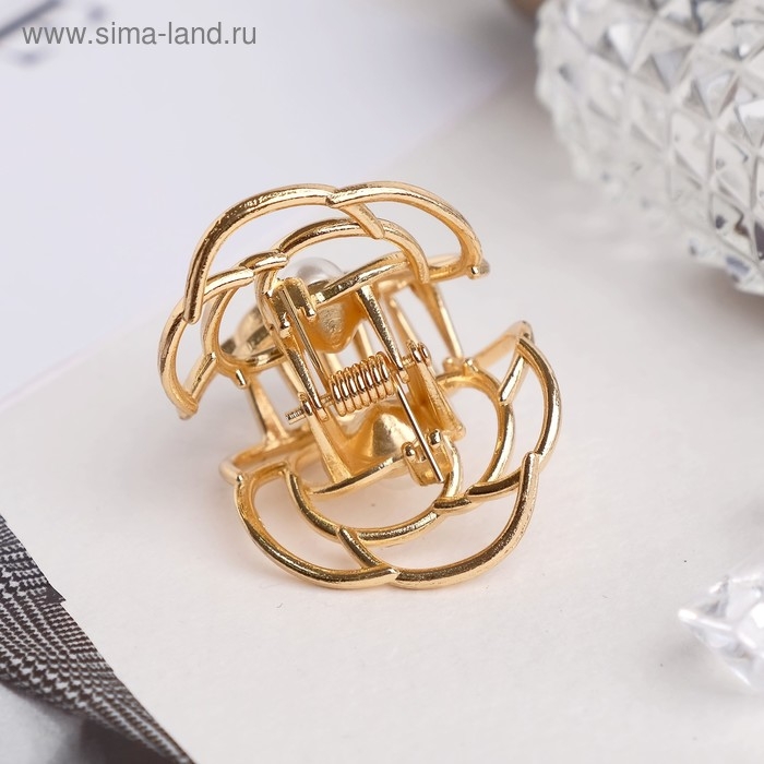 Краб для волос Краб для волос "Либерти" розочка, 3 см, золото