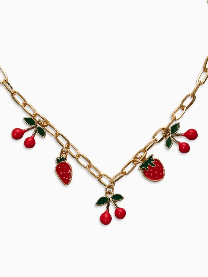 Цепь с подвесками &laquo;Вишня и клубника&raquo;, 40 см, красная в золоте