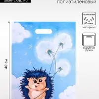 Пакет &laquo;Ежик с одуванчиком&raquo;, полиэтиленовый с вырубной ручкой, 30&times;40 см, 60 мкм