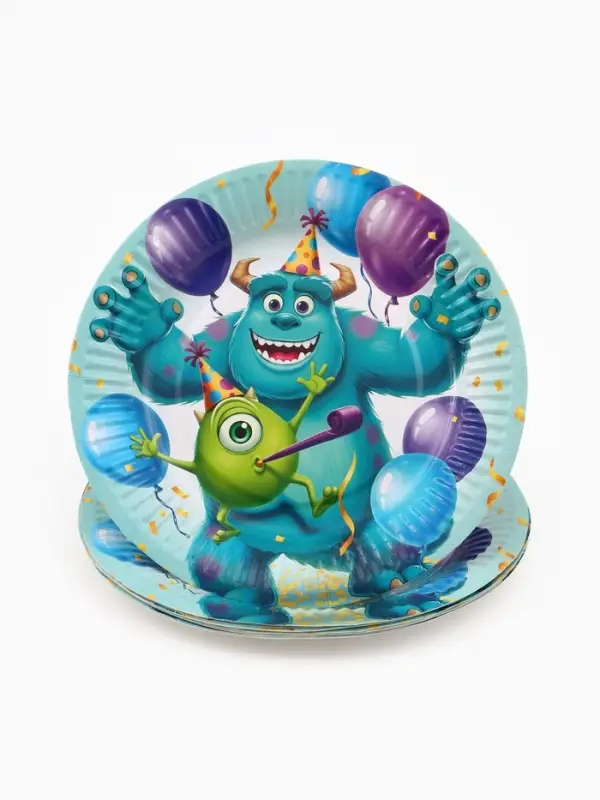 Тарелка одноразовая бумажная 18 см, Корпорация монстров