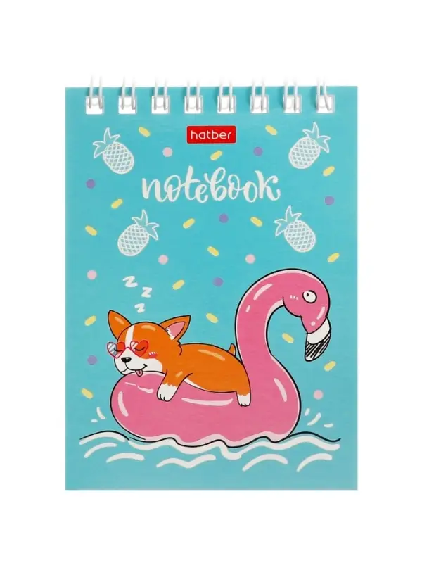 Блокнот 40л А6 клетка Hatber "Забавные корги", на гребне, обл мел карт