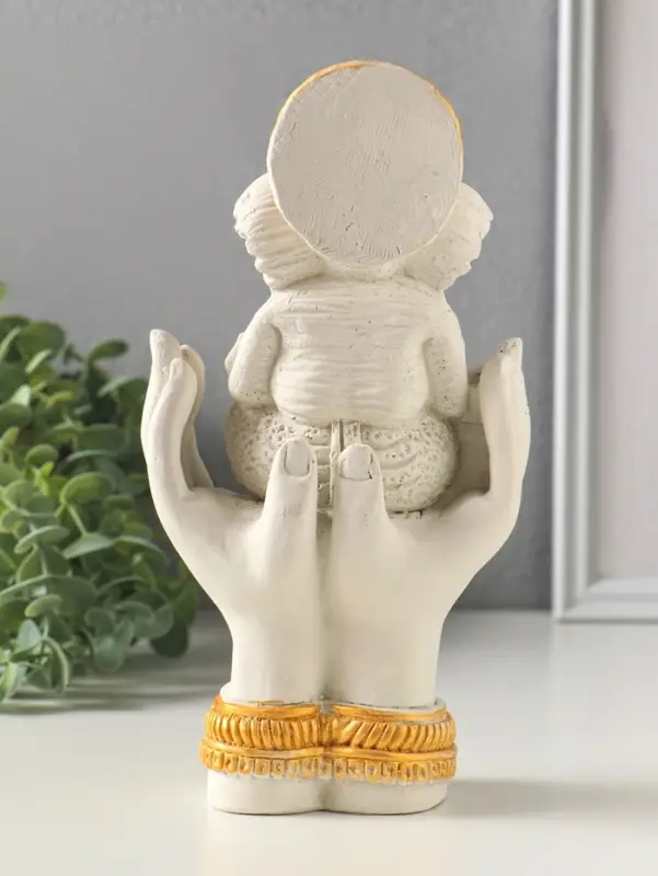Фигурка гипс &laquo;Ганеша&raquo;, 21.5&times;11.5 см, белая с позолотой