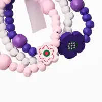 Набор детских браслетов 3шт. &laquo;Выбражулька&raquo; с бантом, цветок, d=6 см, бело-фиолетовый