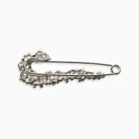 Булавка &laquo;Жемчужная россыпь&raquo;, со стразами, 7.5 см, белая в серебре