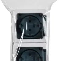 Розетка двойная наружная с заземление с крышкой   IP54 ГЕРМЕС PLUS (цвет крышки: дымчатый) IEK