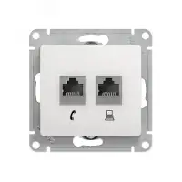 GLOSSA Розетка телефон/компьютер RJ11+RJ45 категория 5е в рамку белая