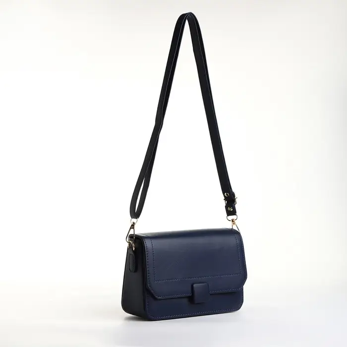 Сумка женская мессенджер на магните, 20&times;7&times;12 см, синяя