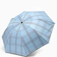 Зонт мех R47/55 8сп 4сл эпонж В/У УФ КЛЕТКА прямая ручка с/рез голубой пакет