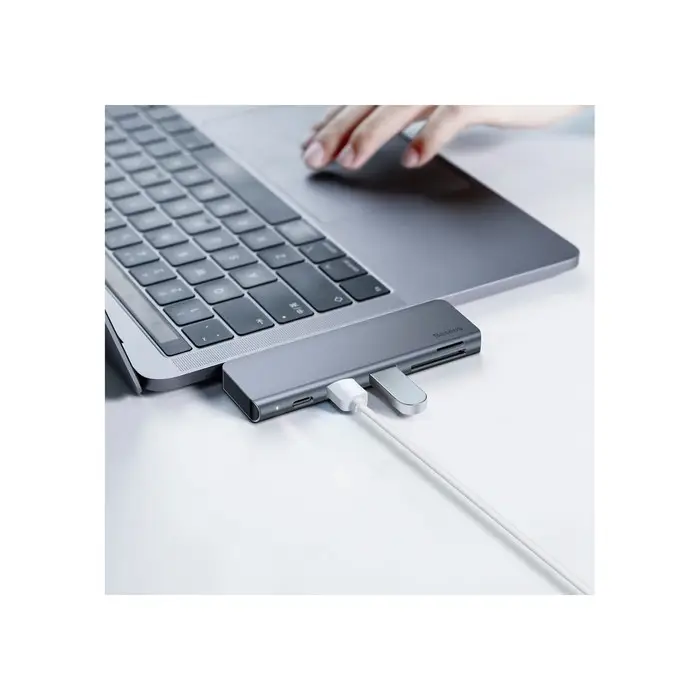 Адаптер-разветвитель (HUB) Baseus UCN3266, Type-C - 2xUSB3.0 + PD + TF/SD, серый