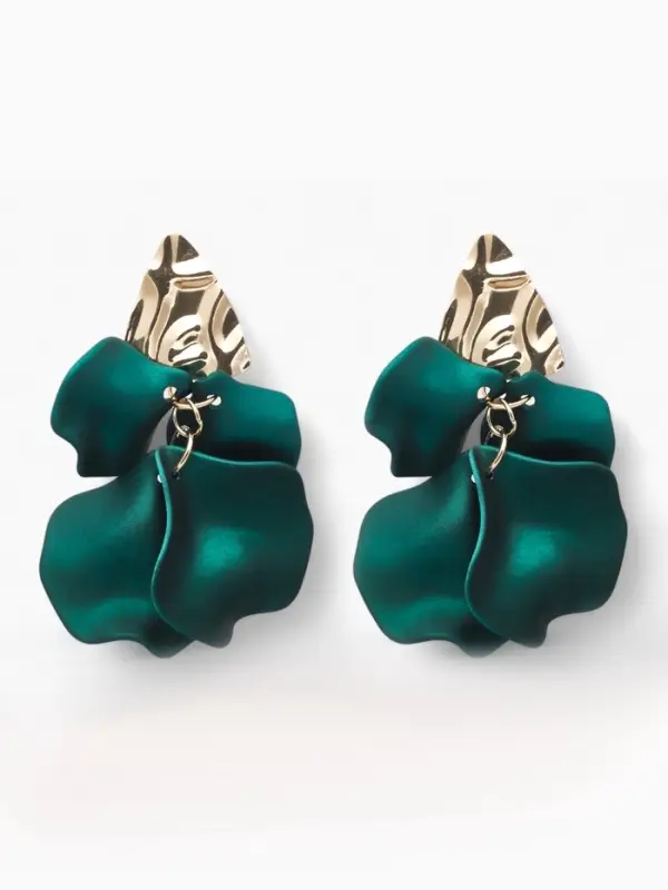 Серьги ассорти &laquo;Ветер&raquo;, мятые треугольники, зелёные