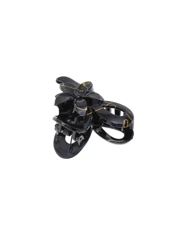Краб для волос "Классик" цветок петельки, 7х4,5 см, чёрно-золотой