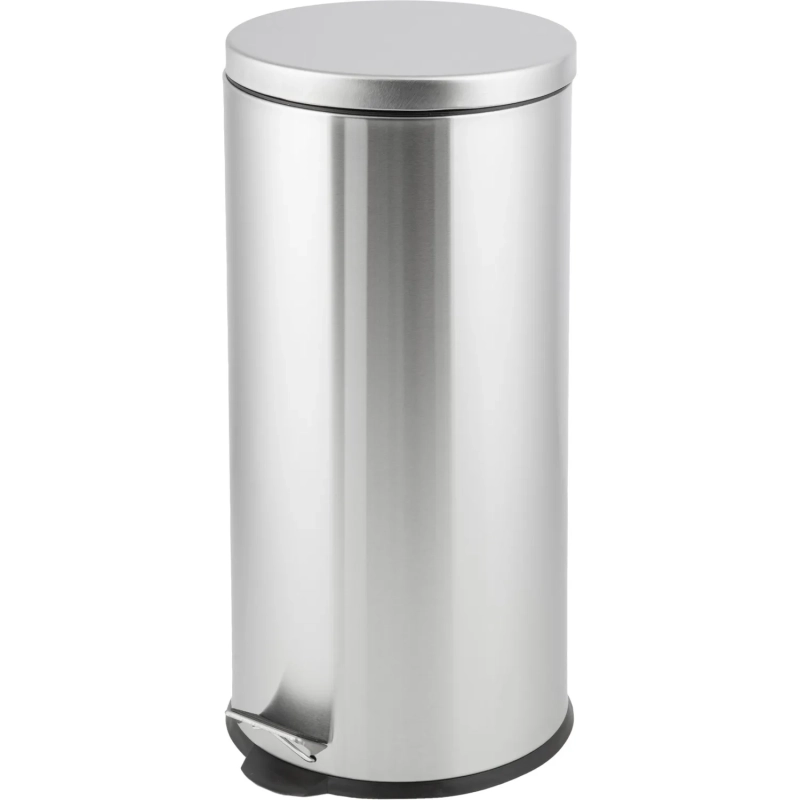 Ведро мусорное стальное 30л кругл сереб с пед и крыш матов 310х690мм_30L-NN