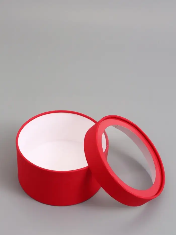 Подарочная коробка, красная, завальцованная с окном, 18 х 10 см