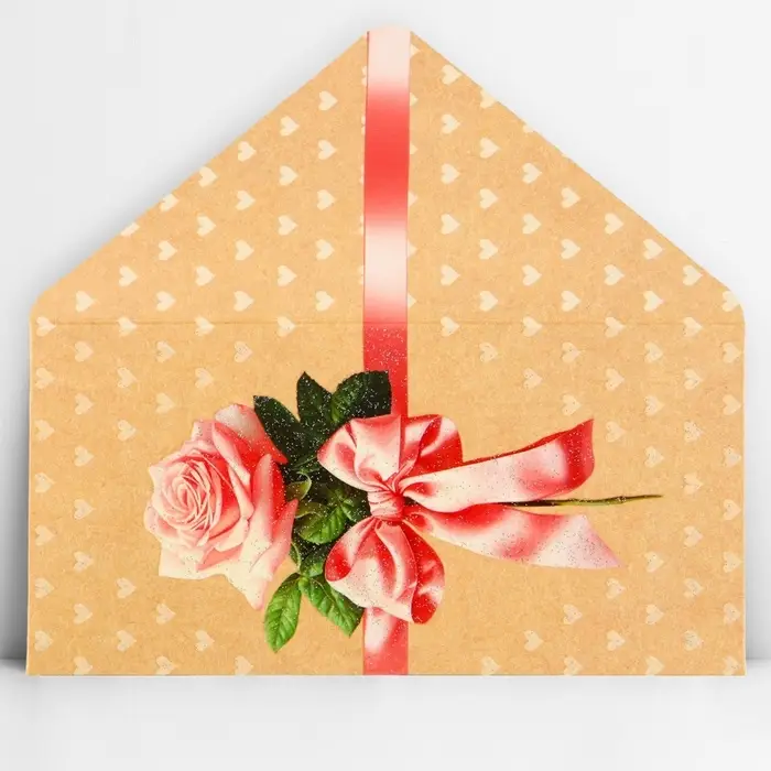 Конверт для денег &laquo;Роза&raquo;, глиттер, 16.5 х 8 см