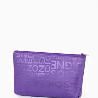 Косметичка - пенал на молнии, маленькая, с буквами, фиолетовая