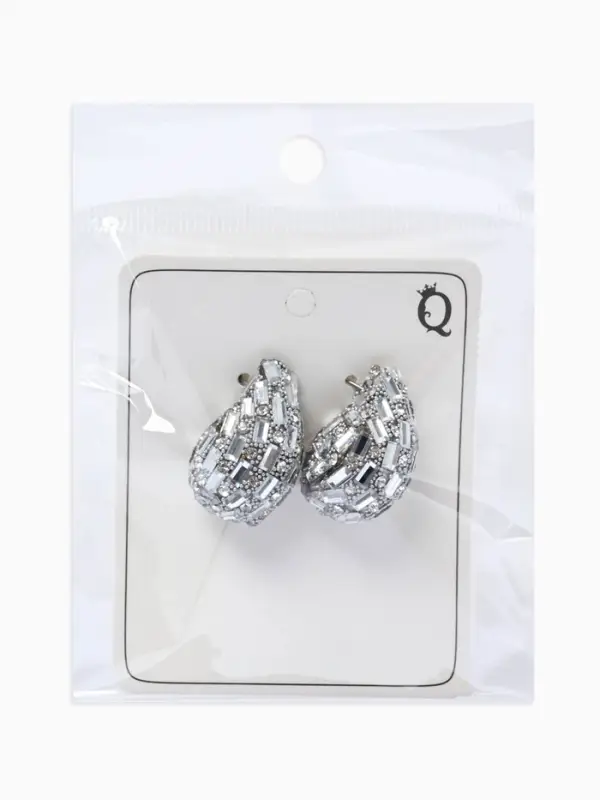 Серьги со стразами &laquo;QF. Капля блеск&raquo;, белые в серебре