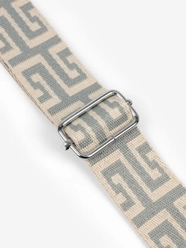 Ручка для сумки &laquo;Орнамент греческий&raquo;, стропа, с карабинами, 139&plusmn;3&times;3.8 см, серо-молочная