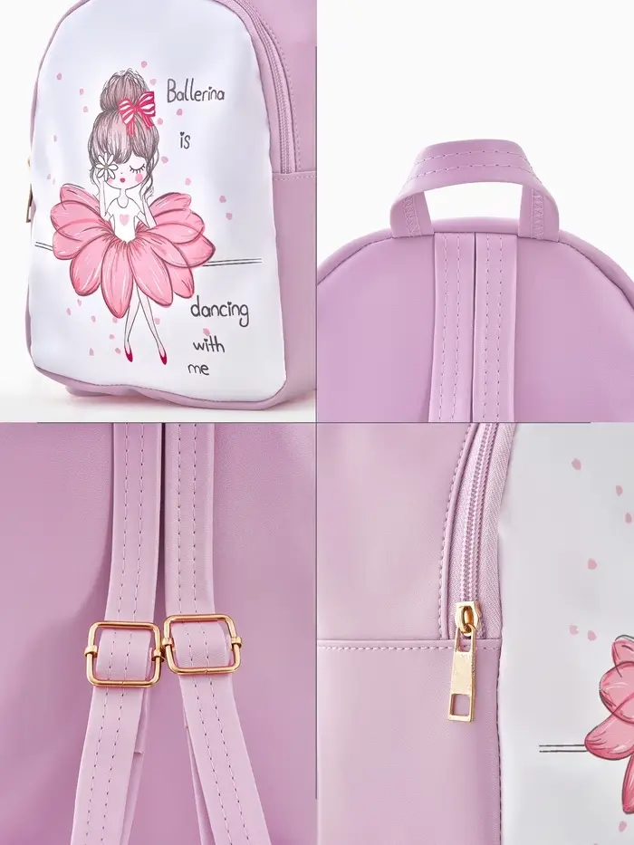Рюкзак дет 18*8*23 см, Девочка, отд на молнии, сиреневый