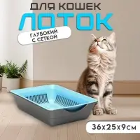 Туалет глубокий с сеткой 36&times;25&times;9 см, голубой/серый