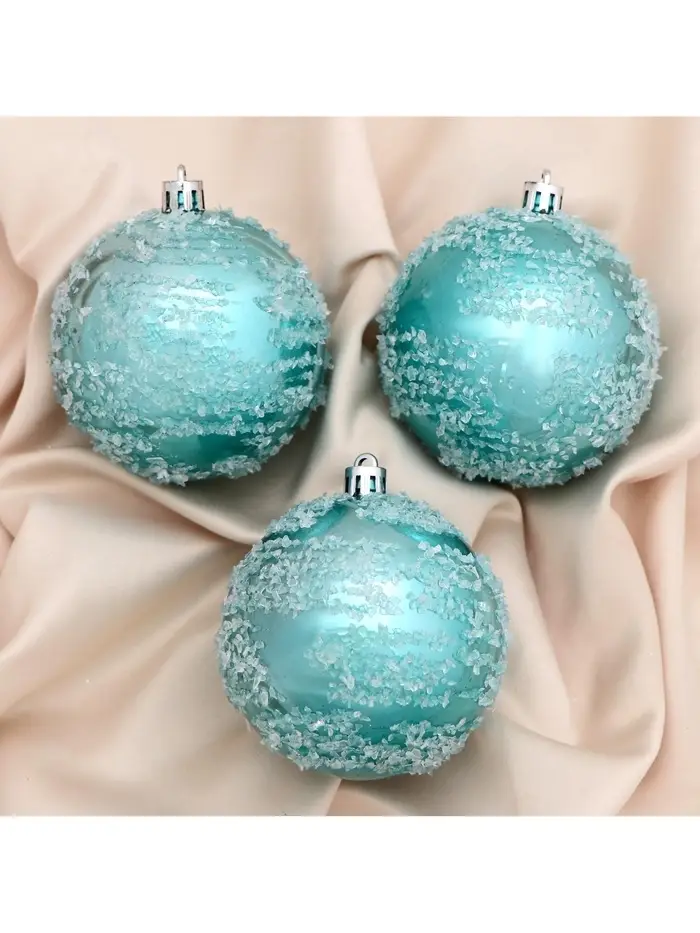 Ёлочные игрушки &laquo;Джейн&raquo;, шары новогодние, набор 3 шт., d=8 см, голубой