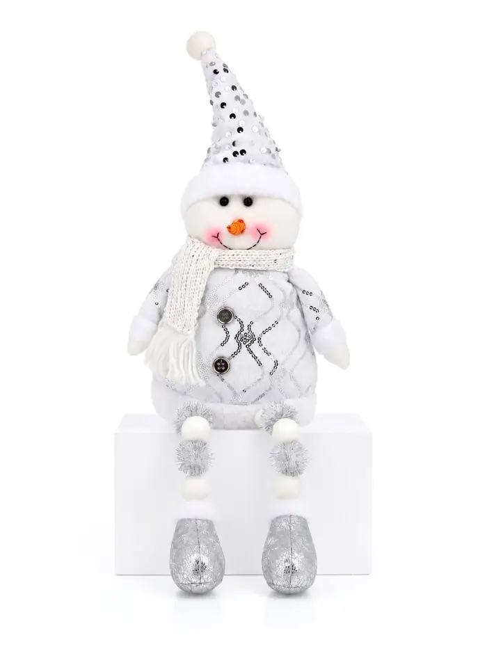 Игрушка мягкая &laquo;Снеговик в костюмчике с пайетками&raquo; 44&times;19 см, серебристо-белый