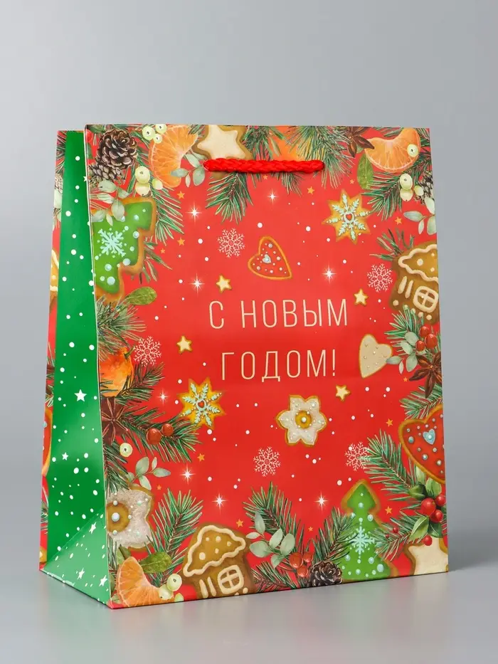 Пакет подарочный новогодний ламинированный &laquo;С новым годом!&raquo;, 18&times;22.3&times;10 см