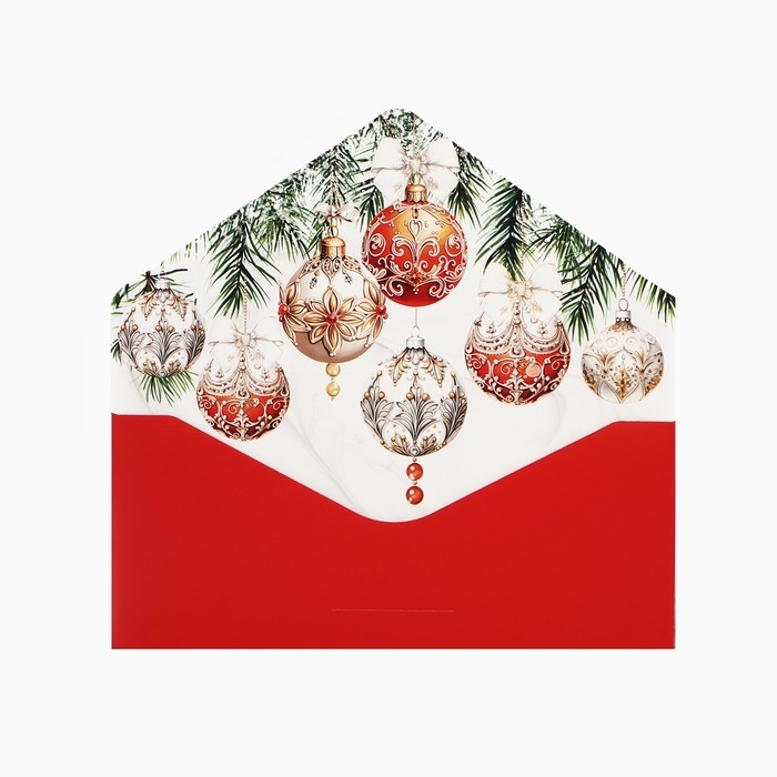Конверт для денег подарочный &laquo;Роскошного Нового года&raquo;, шары, софт тач, тиснение, 19 х 9.5 см, Новый год