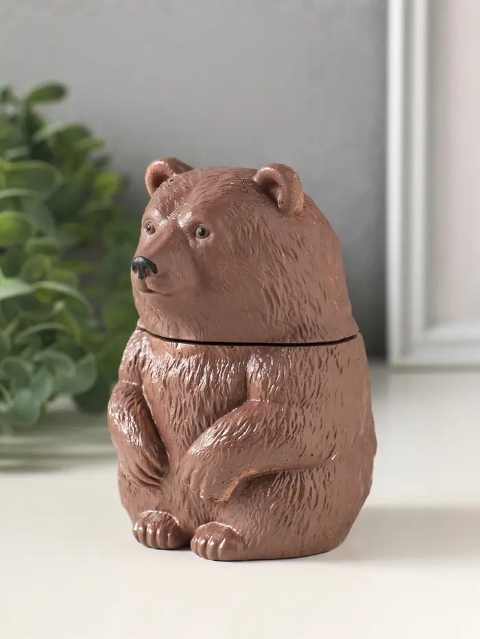 Шкатулка с крышкой для украшений &laquo;Медведь&raquo;, 11&times;7 см, коричневая