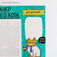 Планер на магнитах с отрывными листами «Планер важного кота», 50 л., 15 х 20 см (размер части для заполнения 10 х 13 см)