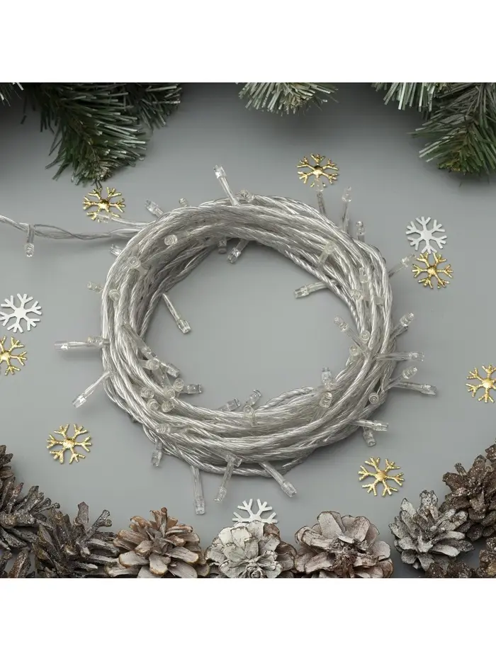 Гирлянда &laquo;Нить&raquo; 2.5 м, IP20, прозрачная нить, 25 LED, свечение мульти, фиксинг, 220 В