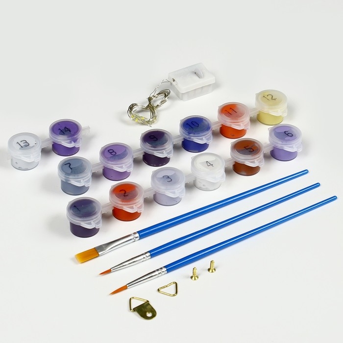 Картина по номерам с подрамником и гирляндой «Дракоша с гирляндой», 20 х 30 см Картина по номерам с подрамником и гирляндой «Дракоша с гирляндой», 20 х 30 см