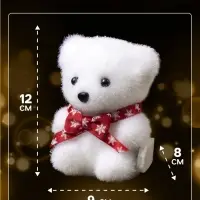 Светодиодная фигура &laquo;Медвежонок в бабочке&raquo; 9&times;12&times;8 см, флок, от батареек CR2032&times;2, свечение тёплое белое