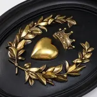 Панно интерьерное полистоун "Сердце с короной" чёрный с золотом 20х2,5х26,2 см