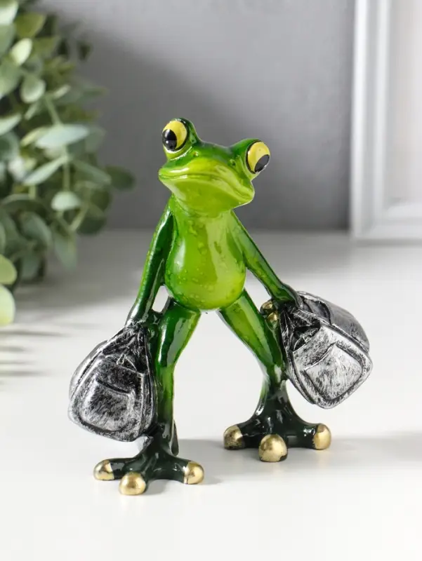 Фигурка полистоун лак &laquo;Лягушонок с сумками&raquo;, 7.5&times;11.5&times;13 см